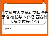 西安科技大学高新学院校长是谁,校长基本介绍(西安科大高新校长简介)