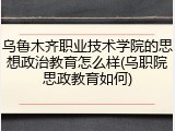 乌鲁木齐职业技术学院的思想政治教育怎么样(乌职院思政教育如何)