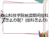 泰山科技学院就读期间挂科了怎么办呢？(挂科怎么办)