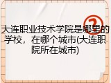 大连职业技术学院是哪里的学校，在哪个城市(大连职院所在城市)
