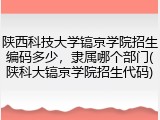 陕西科技大学镐京学院招生编码多少，隶属哪个部门(陕科大镐京学院招生代码)