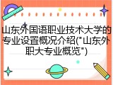山东外国语职业技术大学的专业设置概况介绍("山东外职大专业概览")