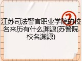 江苏司法警官职业学院的校名来历有什么渊源(苏警院校名渊源)