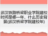 武汉铁路桥梁职业学院建校时间是哪一年，什么历史背景(武汉桥梁学院建校年)