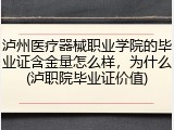 泸州医疗器械职业学院的毕业证含金量怎么样，为什么(泸职院毕业证价值)
