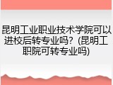 昆明工业职业技术学院可以进校后转专业吗？(昆明工职院可转专业吗)