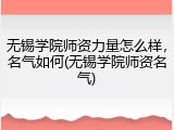 无锡学院师资力量怎么样，名气如何(无锡学院师资名气)