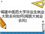 福建中医药大学毕业生就业大致去向如何(闽医大就业去向)