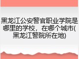 黑龙江公安警官职业学院是哪里的学校，在哪个城市(黑龙江警院所在地)