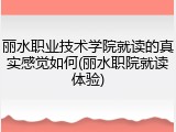 丽水职业技术学院就读的真实感觉如何(丽水职院就读体验)