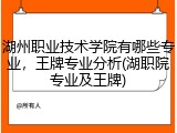 湖州职业技术学院有哪些专业，王牌专业分析(湖职院专业及王牌)