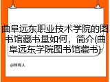 曲阜远东职业技术学院的图书馆藏书量如何，简介(曲阜远东学院图书馆藏书)