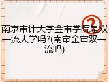 南京审计大学金审学院是双一流大学吗?(南审金审双一流吗)
