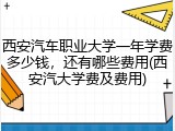 西安汽车职业大学一年学费多少钱，还有哪些费用(西安汽大学费及费用)
