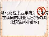 湖北财税职业学院如何申请在读间的创业无息贷款(湖北职院创业贷款)