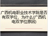 广西机电职业技术学院是否有双学位，为什么(广西机电双学位原因)