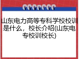 山东电力高等专科学校校训是什么，校长介绍(山东电专校训校长)