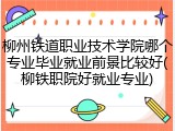 柳州铁道职业技术学院哪个专业毕业就业前景比较好(柳铁职院好就业专业)