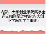 内蒙古大学创业学院奖学金评定细则是怎样的(内大创业学院奖学金细则)