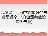 武汉设计工程学院最好的专业是哪个，详细阐述(武设最优专业)