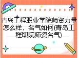 青岛工程职业学院师资力量怎么样，名气如何(青岛工程职院师资名气)
