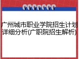 广州城市职业学院招生计划详细分析(广职院招生解析)
