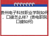 贵州电子科技职业学院如何，口碑怎么样？(贵电职院口碑如何)