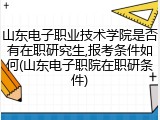 山东电子职业技术学院是否有在职研究生,报考条件如何(山东电子职院在职研条件)