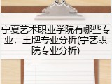 宁夏艺术职业学院有哪些专业，王牌专业分析(宁艺职院专业分析)