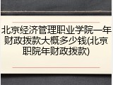 北京经济管理职业学院一年财政拨款大概多少钱(北京职院年财政拨款)