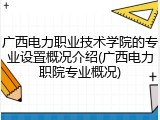 广西电力职业技术学院的专业设置概况介绍(广西电力职院专业概况)