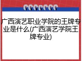 广西演艺职业学院的王牌专业是什么(广西演艺学院王牌专业)