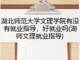 湖北师范大学文理学院有没有就业指导，好就业吗(湖师文理就业指导)