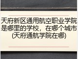 天府新区通用航空职业学院是哪里的学校，在哪个城市(天府通航学院在哪)