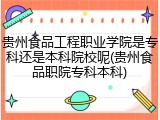 贵州食品工程职业学院是专科还是本科院校呢(贵州食品职院专科本科)