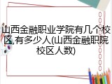 山西金融职业学院有几个校区,有多少人(山西金融职院校区人数)