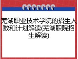 芜湖职业技术学院的招生人数和计划解读(芜湖职院招生解读)