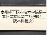 贵州轻工职业技术学院是一本还是本科第二批(贵轻工院本科批次)