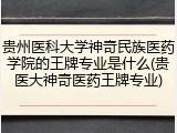 贵州医科大学神奇民族医药学院的王牌专业是什么(贵医大神奇医药王牌专业)