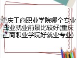 重庆工商职业学院哪个专业毕业就业前景比较好(重庆工商职业学院好就业专业)