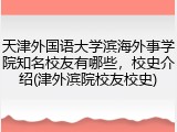 天津外国语大学滨海外事学院知名校友有哪些，校史介绍(津外滨院校友校史)