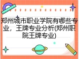 郑州城市职业学院有哪些专业，王牌专业分析(郑州职院王牌专业)