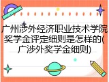 广州涉外经济职业技术学院奖学金评定细则是怎样的(广涉外奖学金细则)