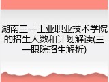 湖南三一工业职业技术学院的招生人数和计划解读(三一职院招生解析)
