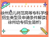徐州幼儿师范高等专科学校招生类型及申请条件解读(徐州幼专招生简析)