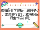威海职业学院招生编码多少，隶属哪个部门(威海职院招生代码归属)