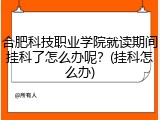 合肥科技职业学院就读期间挂科了怎么办呢？(挂科怎么办)