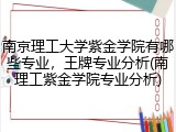 南京理工大学紫金学院有哪些专业，王牌专业分析(南理工紫金学院专业分析)