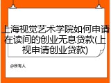 上海视觉艺术学院如何申请在读间的创业无息贷款(上视申请创业贷款)