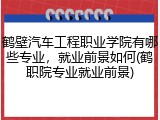 鹤壁汽车工程职业学院有哪些专业，就业前景如何(鹤职院专业就业前景)
